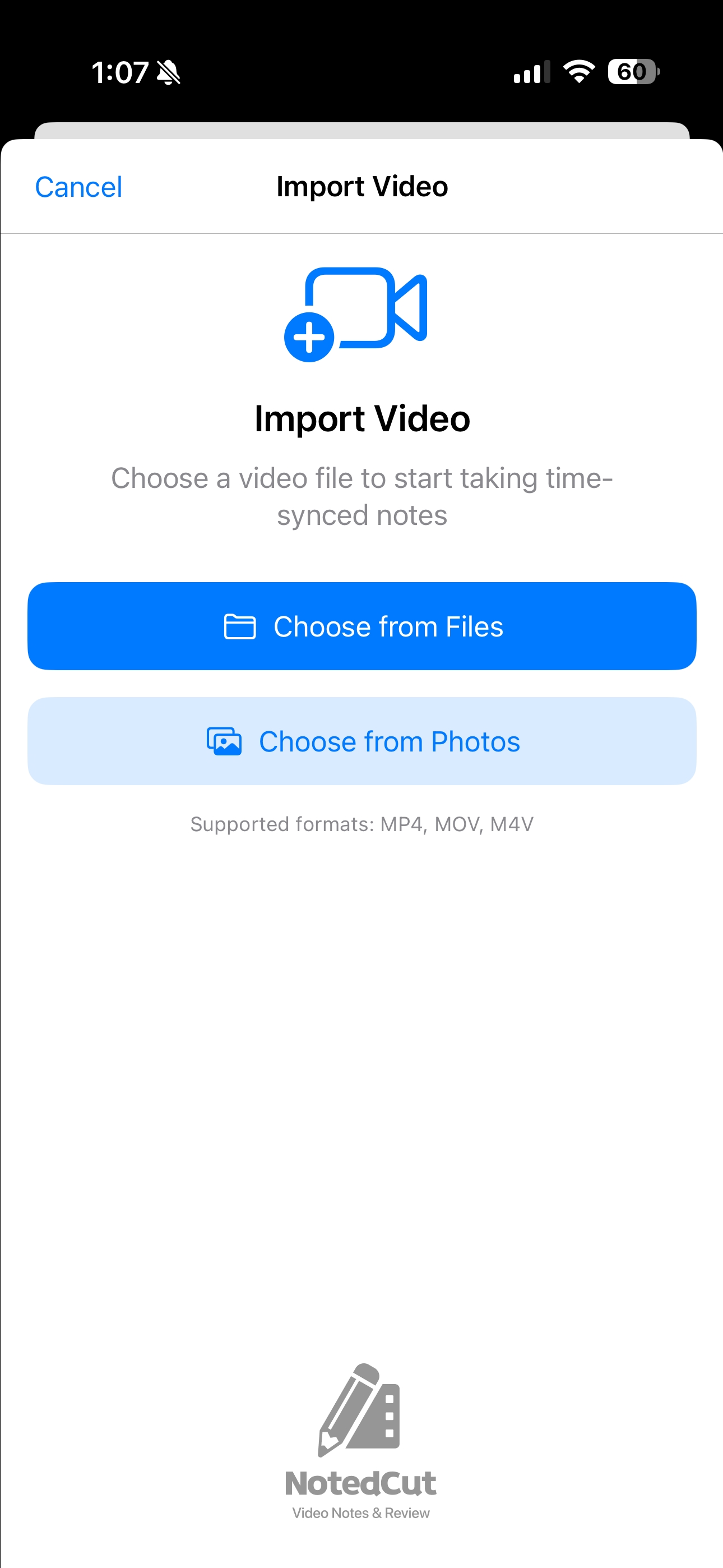 Import from Photos & Files